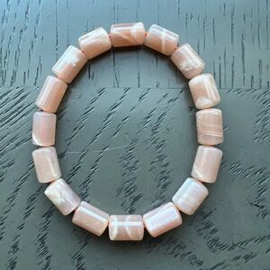 Flashy peach moonstone tube bracelet